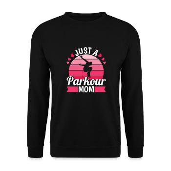 Parkour Mutter Just A Parkour Mom - Unisex Pullover - Schwarz - Vorne - Alina (178cm) & Michal (187cm)