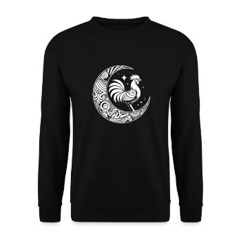 Poule Poule Tribal Phases de Lune - Sweat-shirt Unisexe - noir - Devant - Alina (178cm) & Michal (187cm)