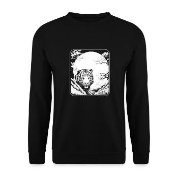 Tiger Japan Cherry Blossom Moon - Unisex Pullover - Schwarz - Vorne - Alina (178cm) & Michal (187cm)
