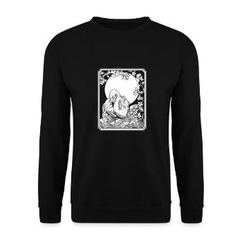 Flamingo Japan Cherry Blossom Moon - Unisex Pullover - Schwarz - Vorne - Alina (178cm) & Michal (187cm)