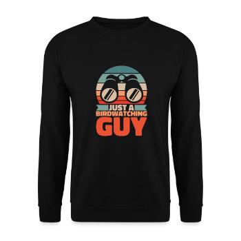 Vogelbeobachter Just A Birdwatching Guy - Unisex Pullover - Schwarz - Vorne - Alina (178cm) & Michal (187cm)