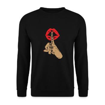 Humour noir Drôle Drôle Lèvres taire - Sweat-shirt Unisexe - noir - Devant - Alina (178cm) & Michal (187cm)