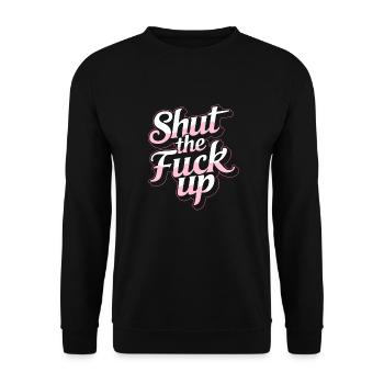Black Humor Funny Lips Stfu - Unisex Sweatshirt - black - Front - Alina (178cm) & Michal (187cm)