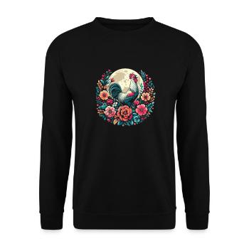poule poule fleurs sauvages lune florale - Sweat-shirt Unisexe - noir - Devant - Alina (178cm) & Michal (187cm)