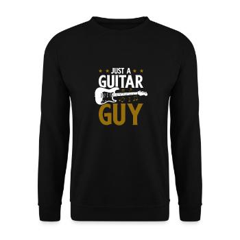 E Gitarre Elektrogitarre Just A Guitar Guy - Unisex Pullover - Schwarz - Vorne - Alina (178cm) & Michal (187cm)
