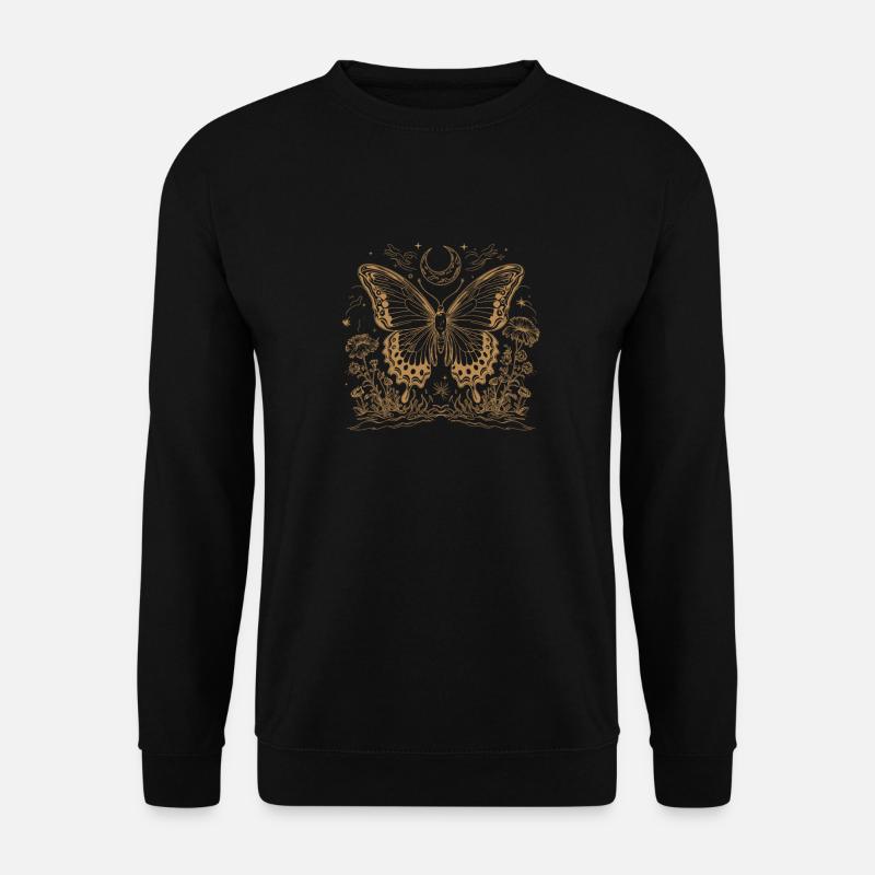 Fairycore Cottagecore Floral Moth - Unisex Pullover - Schwarz
