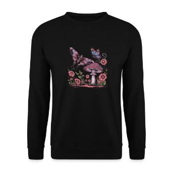 Fairycore Schmetterling Floral Moth - Unisex Pullover - Schwarz - Vorne - Alina (178cm) & Michal (187cm)