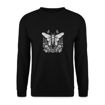 Fairycore Schmetterling Floral Moth - Unisex Pullover - Schwarz - Vorne - Alina (178cm) & Michal (187cm)