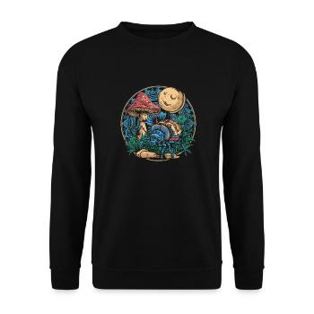 Fairycore Pilze Luna Moth - Unisex Pullover - Schwarz - Vorne - Alina (178cm) & Michal (187cm)
