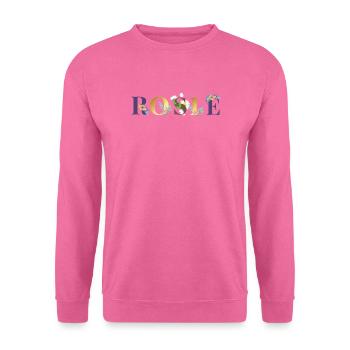 ROSIE Namenskunst mit gestickten Blumen - Unisex Pullover - Pink - Vorne