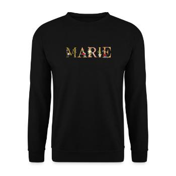 MARIE name decorated with flowers - Unisex Sweatshirt - black - Front - Alina (178cm) & Michal (187cm)