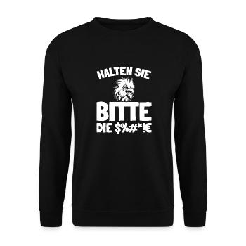 chicken hen please keep your mouth shut - Unisex Sweatshirt - black - Front - Alina (178cm) & Michal (187cm)