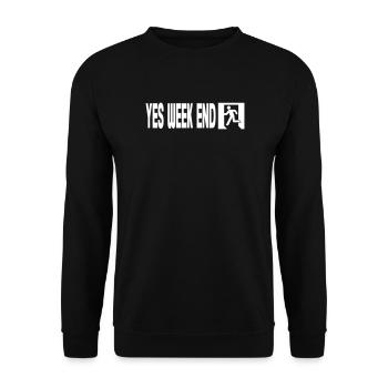 Yes Wochenende – Notfall – Weiß - Unisex Pullover - Schwarz - Vorne - Alina (178cm) & Michal (187cm)