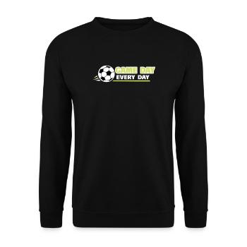 Football_Game Tag jeden Tag - Unisex Pullover - Schwarz - Vorne - Alina (178cm) & Michal (187cm)