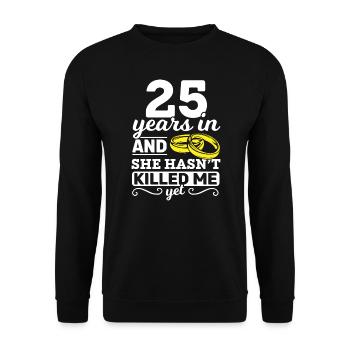25 Years 25th Wedding Anniversary Marriage Gift - Unisex Sweatshirt - black - Front - Alina (178cm) & Michal (187cm)