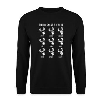 Reindeer Emotions Ren Hirsch Iceland - Unisex Sweatshirt - black - Front - Alina (178cm) & Michal (187cm)