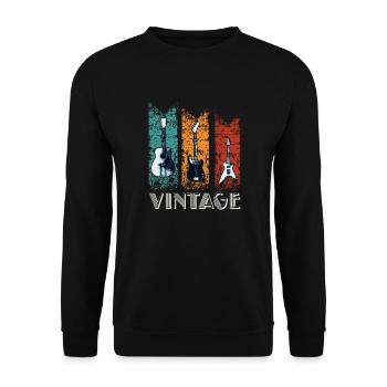 Vintage-Gitarre - Unisex Pullover - Schwarz - Vorne - Alina (178cm) & Michal (187cm)
