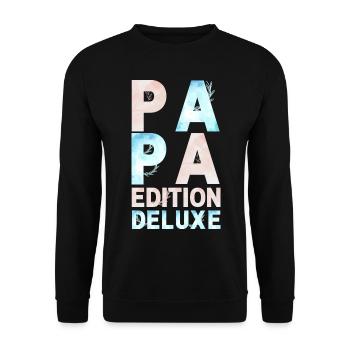PAPA Deluxe Edition pastellrosa blau - Unisex Pullover - Schwarz - Vorne - Alina (178cm) & Michal (187cm)