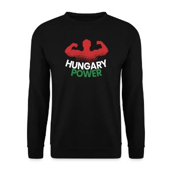 Ungarn Hungary Flagge Power Ungarisch Stolz - Unisex Pullover - Schwarz - Vorne - Alina (178cm) & Michal (187cm)