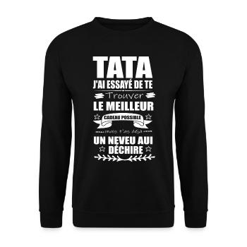 Tata J’ai Essayé De Te Trouver Le Meilleur Cadeau - Sweat-shirt Unisexe - noir - Devant - Alina (178cm) & Michal (187cm)
