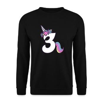 3. Geburtstag Mädchen 3 Jahre alt Kleines Einhorn - Unisex Pullover - Schwarz - Vorne - Alina (178cm) & Michal (187cm)