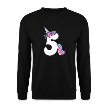 5th Birthday Girl 5 Years Old Little Unicorn - Unisex Sweatshirt - black - Front - Alina (178cm) & Michal (187cm)