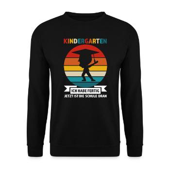 Kindergarten Abschluss Kindergartenkind Geschenk - Unisex Pullover - Schwarz - Vorne - Alina (178cm) & Michal (187cm)