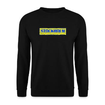 Stockholm Wellen Schriftzug - Unisex Pullover - Schwarz - Vorne - Alina (178cm) & Michal (187cm)