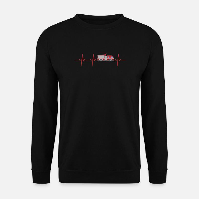 Feuerwehr Herzschlag Feuerwehrmann - Unisex Pullover - Schwarz