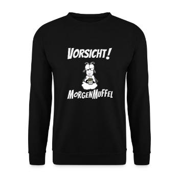 Vorsicht Morgenmuffel - Unisex Pullover - Schwarz - Vorne - Alina (178cm) & Michal (187cm)