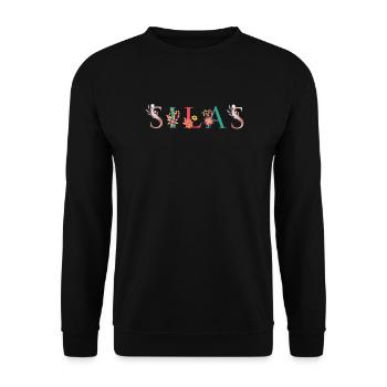 SILAS Name Art avec fleurs brodées - Sweat-shirt Unisexe - noir - Devant - Alina (178cm) & Michal (187cm)