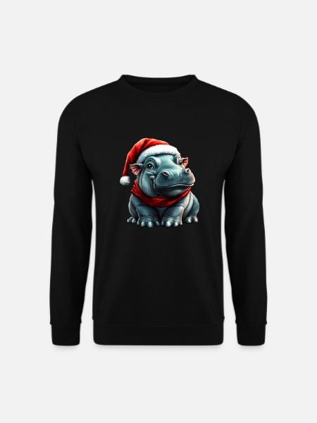 Weihnachtsmann Nilpferd - Unisex Pullover - Schwarz