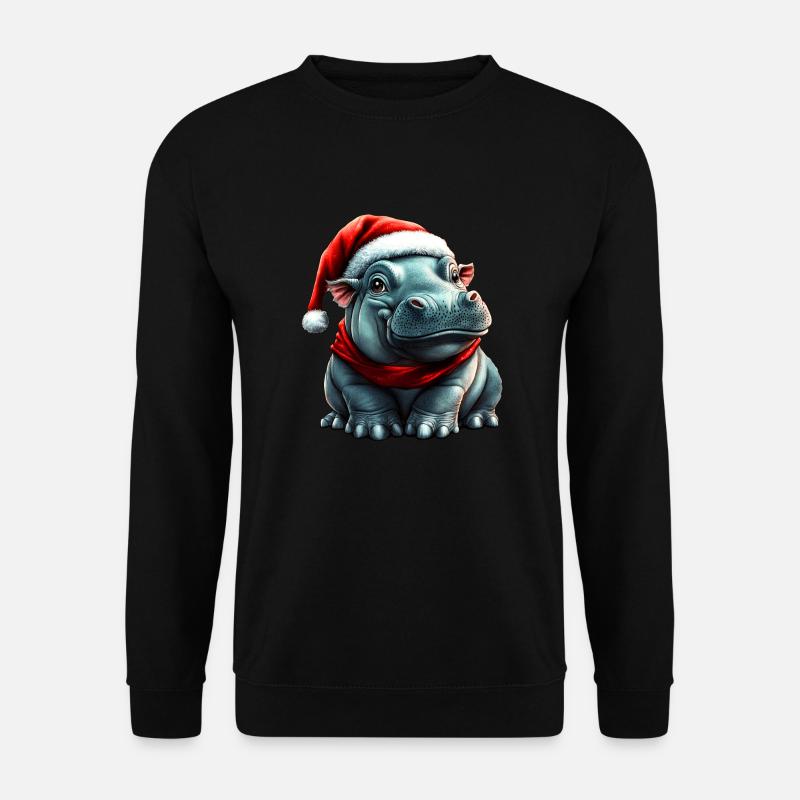 Weihnachtsmann Nilpferd - Unisex Pullover - Schwarz