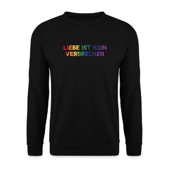 L’amour n’est pas un crime – déclaration de fierté - Sweat-shirt Unisexe - noir - Devant - Alina (178cm) & Michal (187cm)