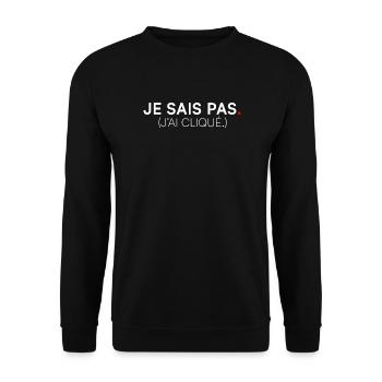 ICH WEISS ES NICHT. ICH HABE GEKLICKT. | Humor - Unisex Pullover - Schwarz - Vorne - Alina (178cm) & Michal (187cm)