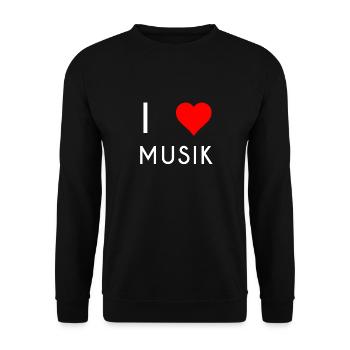 I LOVE MUSIC MUSIC motif - Unisex Sweatshirt - black - Front - Alina (178cm) & Michal (187cm)