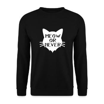 Meow Kätzchen - Unisex Pullover - Schwarz - Vorne - Alina (178cm) & Michal (187cm)