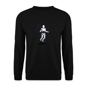 Roboter der Seilspringt - Unisex Pullover - Schwarz - Vorne - Alina (178cm) & Michal (187cm)