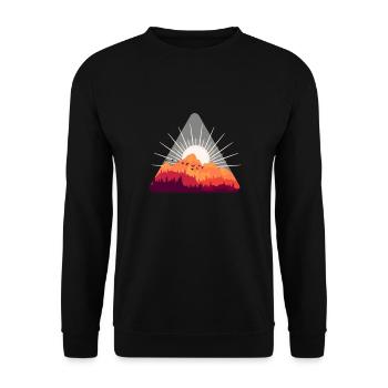 Sunrise in the mountains with flock of birds - Unisex Sweatshirt - black - Front - Alina (178cm) & Michal (187cm)