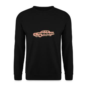 Neonlicht Oldtimer - Unisex Pullover - Schwarz - Vorne - Alina (178cm) & Michal (187cm)
