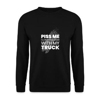 Trucker LKW Truck Laster Lastwagen - Unisex Pullover - Schwarz - Vorne - Alina (178cm) & Michal (187cm)