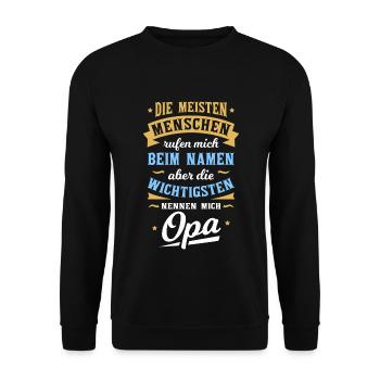 Die wichtigsten Menschen nennen mich Opa - Unisex Pullover - Schwarz - Vorne - Alina (178cm) & Michal (187cm)