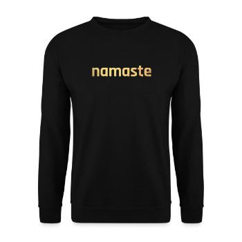 Namaste Gold Yoga Meditation Quote Minimalist - Unisex Sweatshirt - black - Front - Alina (178cm) & Michal (187cm)