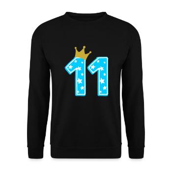 11 Krone 11. Geburtstag 11 Jahre - Unisex Pullover - Schwarz - Vorne - Alina (178cm) & Michal (187cm)