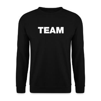 Team (weiß) - Unisex Pullover - Schwarz - Vorne - Alina (178cm) & Michal (187cm)