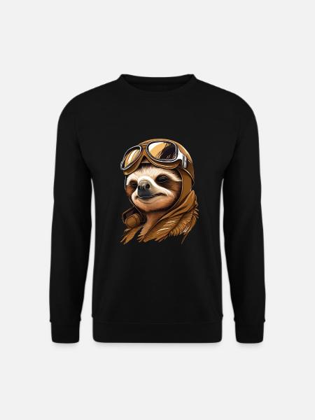 Sloth with aviator goggles - Unisex Sweatshirt - black