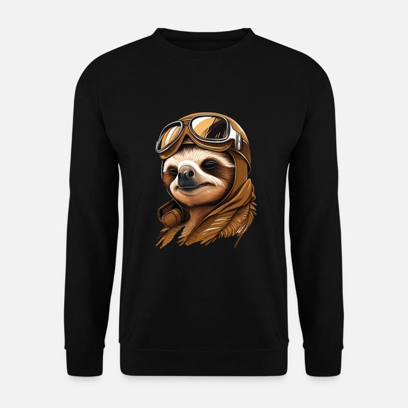 Faultier mit Fliegerbrille - Unisex Pullover - Schwarz