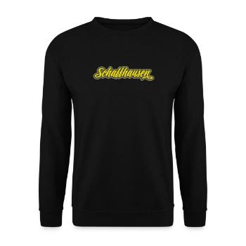 Schaffhausen Script Lettering - Unisex Sweatshirt - black - Front - Alina (178cm) & Michal (187cm)