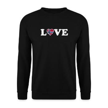 Love - Norway Flag - Norge - Norwegen - Unisex Sweatshirt - black - Front - Alina (178cm) & Michal (187cm)