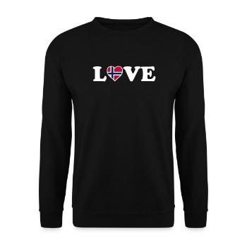 Love - Norway Flag - Norge - Norwegen - Unisex Sweatshirt - black - Front - Alina (178cm) & Michal (187cm)